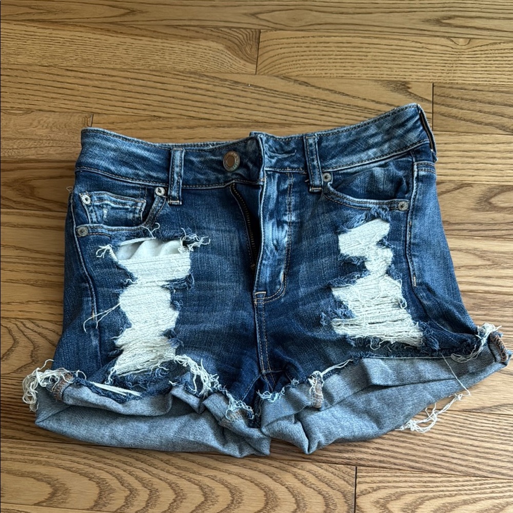 American Eagle Outfitters Blue Jean Shorts Distressed Style